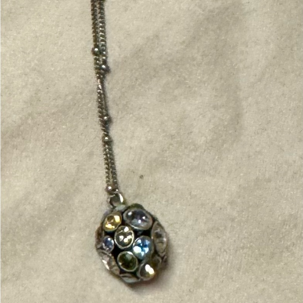 Fossil Silver and Yellow Necklace with Vibrant Design - Picture 2 of 5